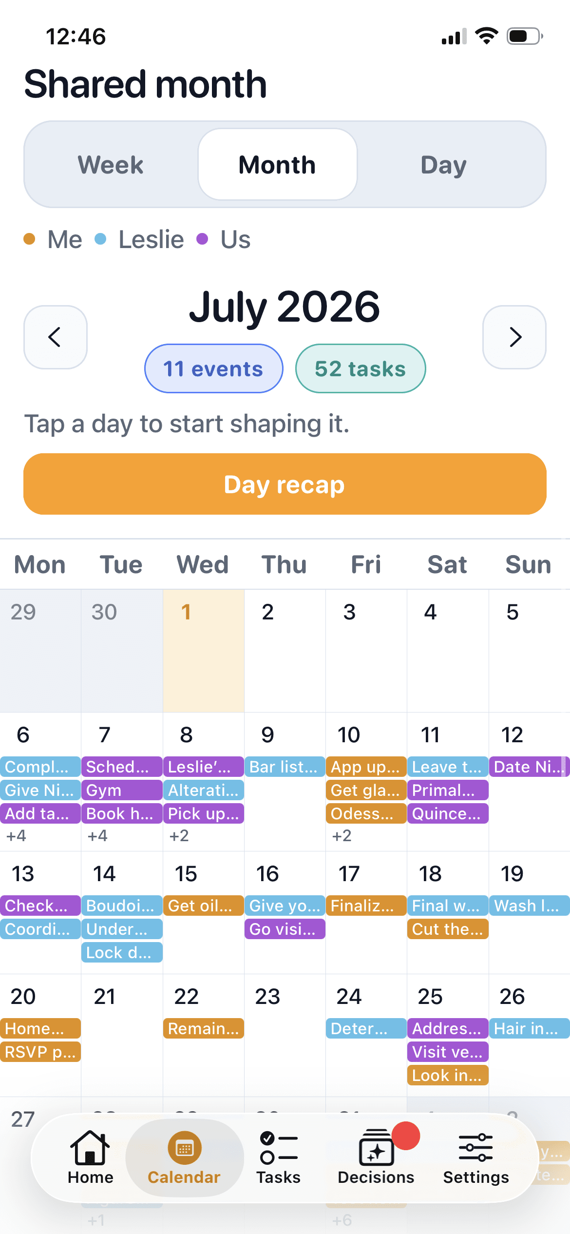 LockedIn shared month calendar